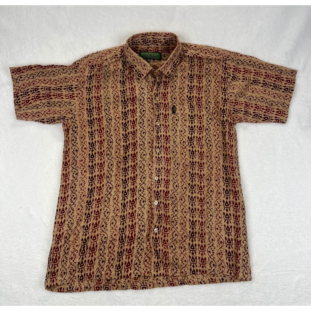 Surya Kalamkari works Natural Colours Short‎ Sleeve Shirt Size 44 (XL)